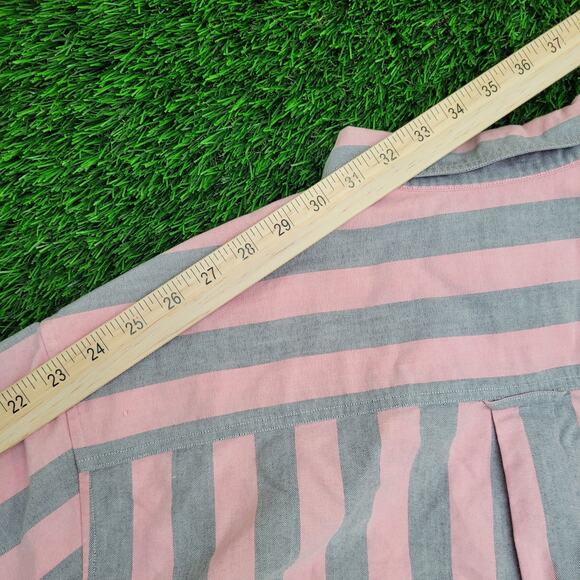 Vintage 90s Aeropostale Poplin Button Shirt XL 26x31 Baggy Stripes - Picture 5 of 14